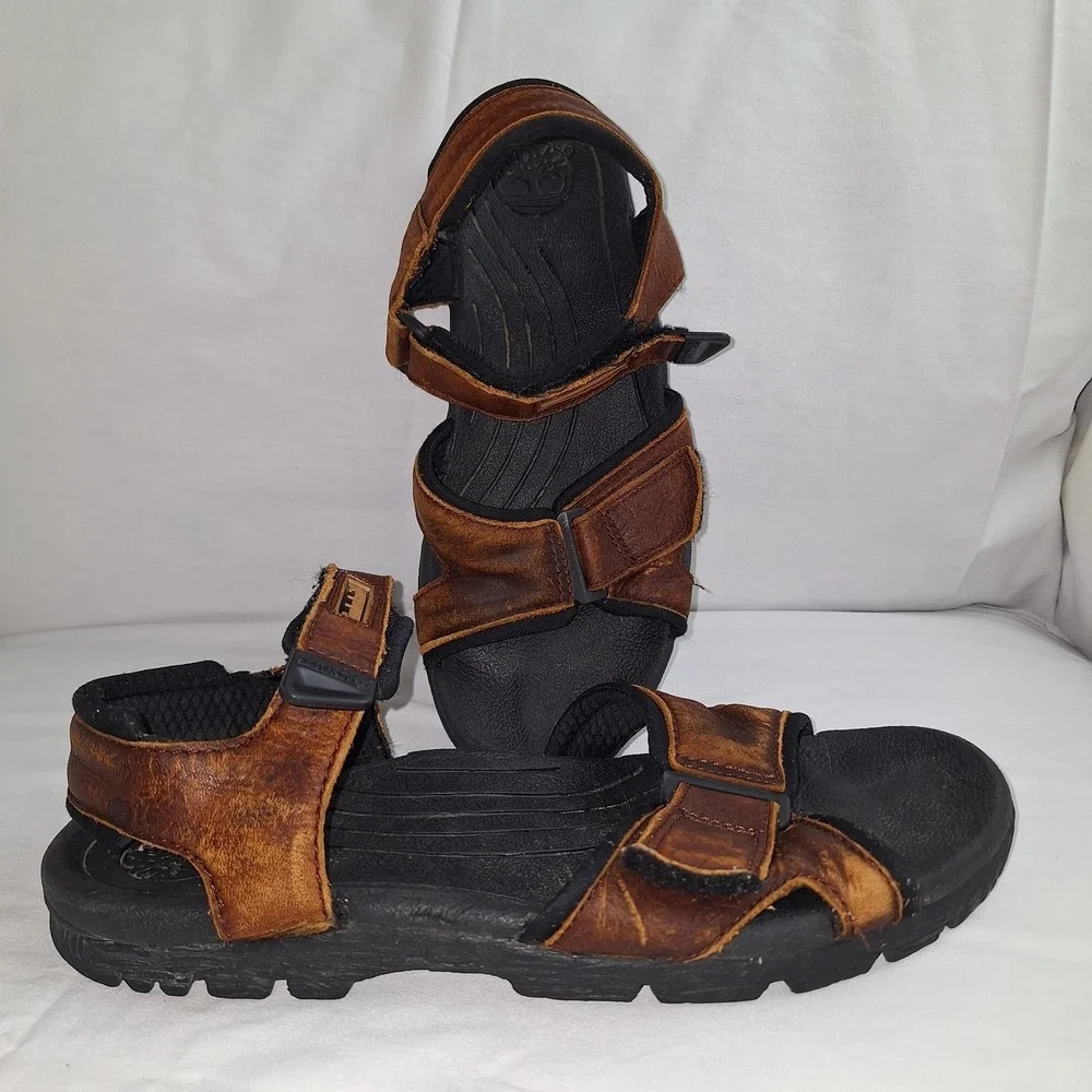 Timberland Hiking Trail Outdoor Strap Sandals - Brown Leather - Men's - Size 9M
